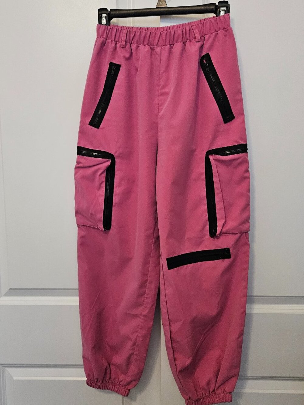 SHEIN Pink Zip Pocket Cargo Parachute Joggers Size Petite S